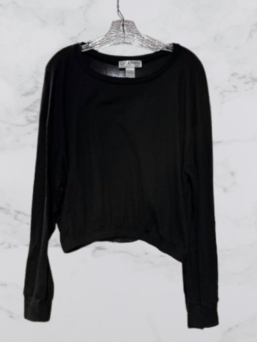 Cut & Paste Size XXL Women's Black Waffle Knit Top